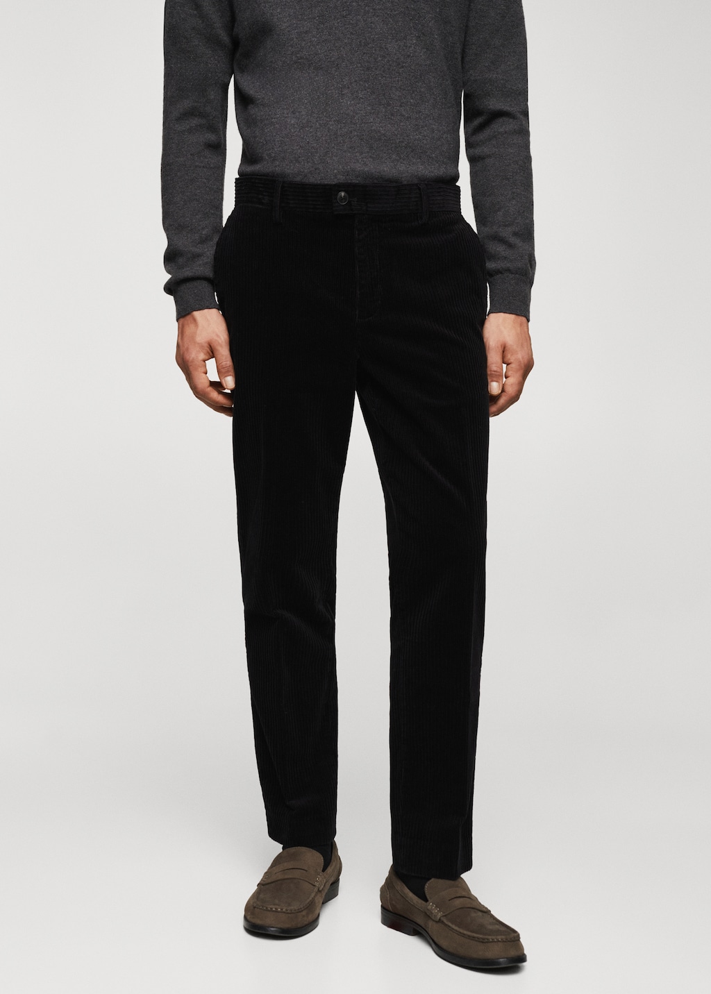 Slim fit corduroy trousers - Medium plane