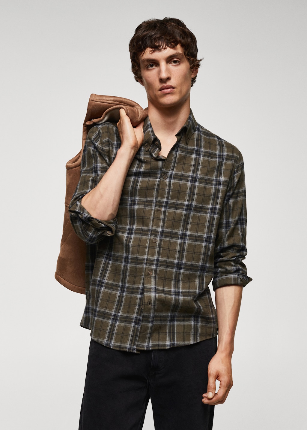 Regular fit checked flannel shirt - Medium plane