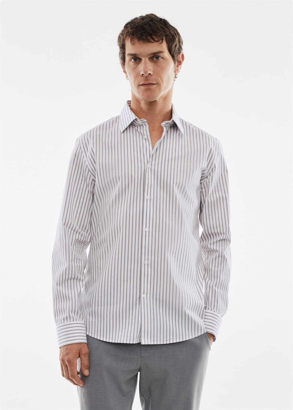 Stretch fabric slim-fit striped shirt - Medium plane