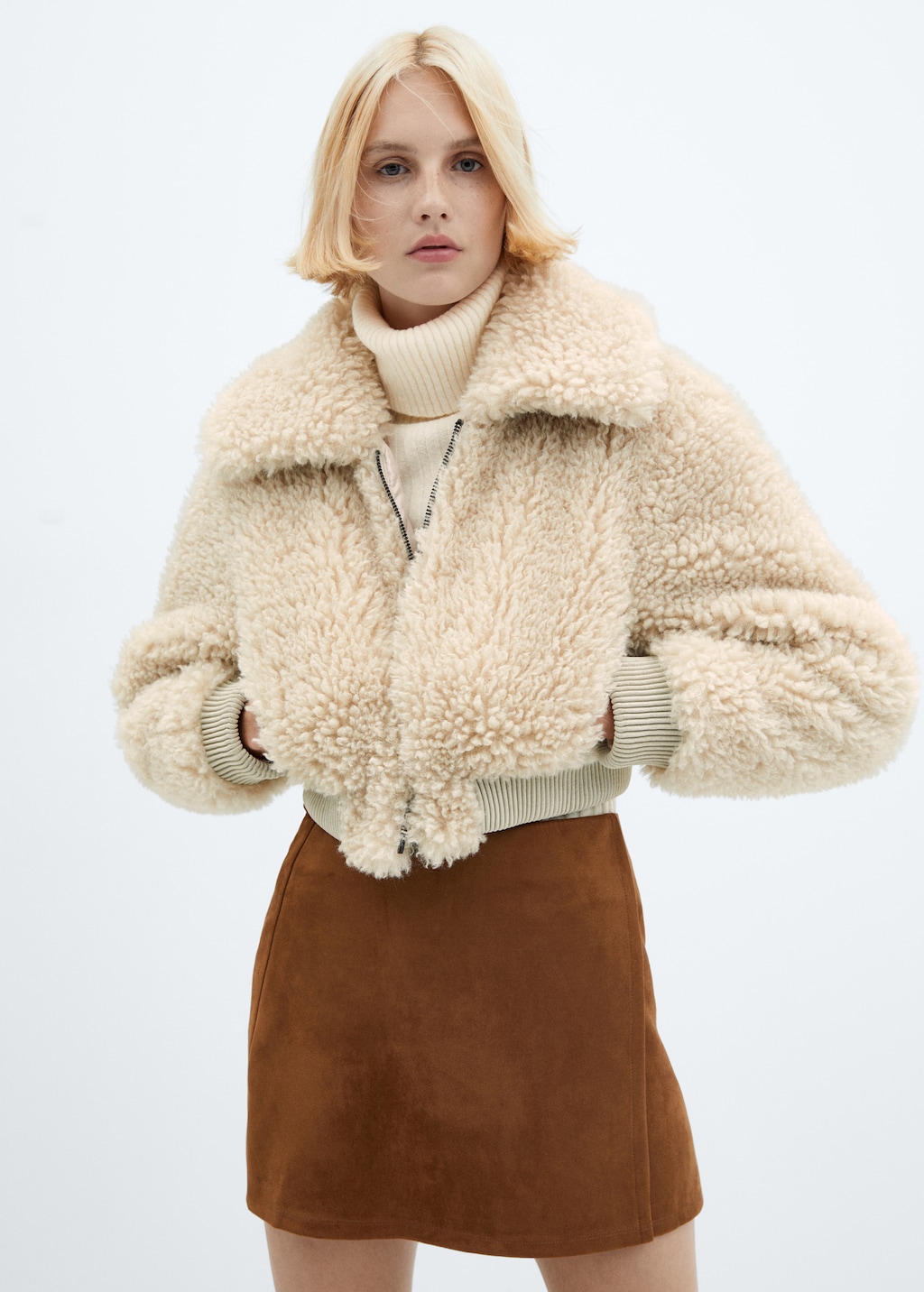 Fur effect bomber jacket Women MANGO OUTLET USA