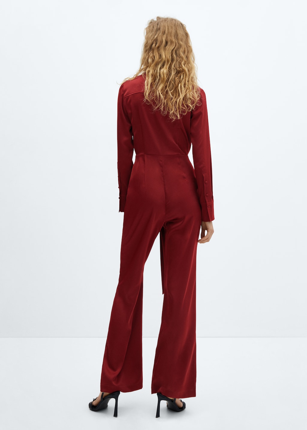 V-neck satin jumpsuit - Reverse of the article