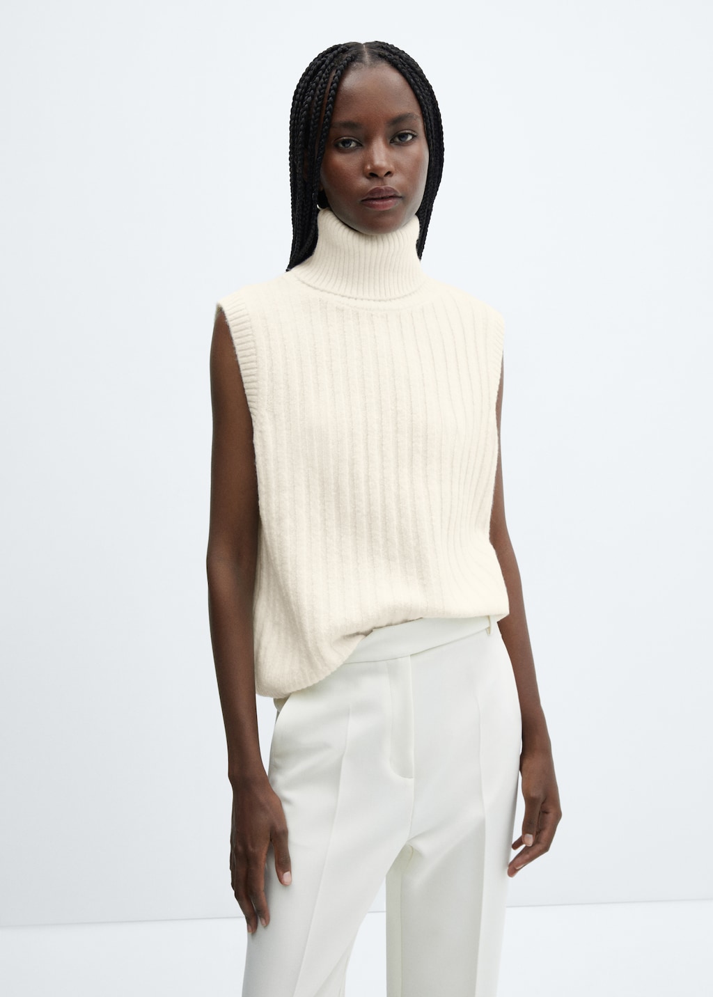 Ribbed turtleneck vest - Medium plane