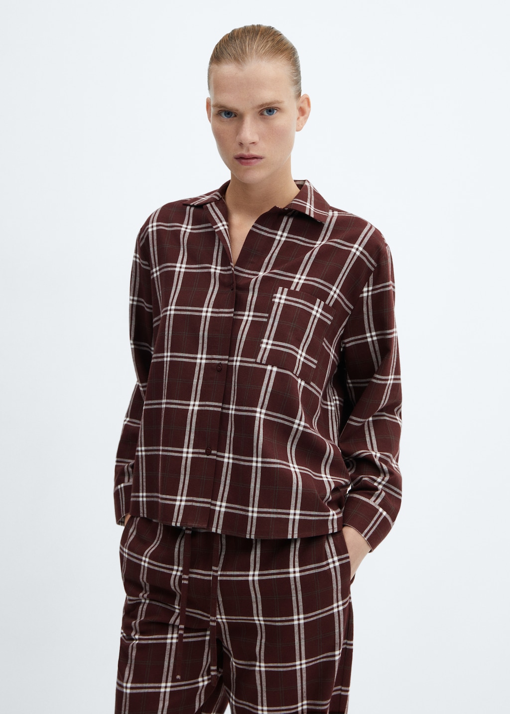 Chemise pyjama carreaux flanelle - Plan moyen