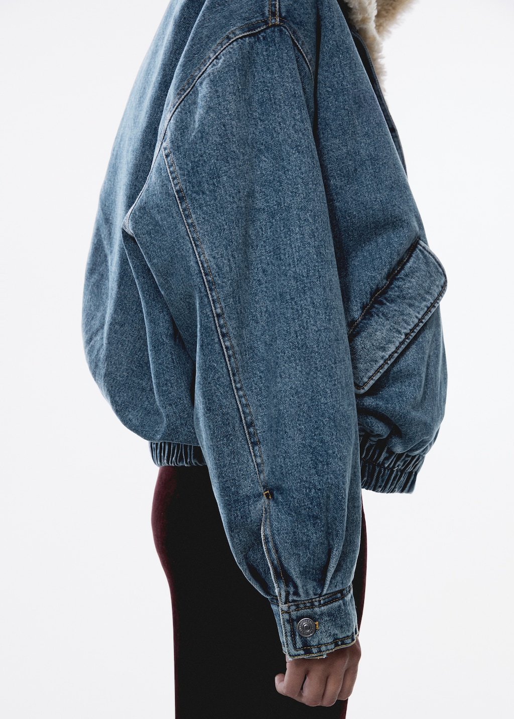 Shearling denim bomber jacket - Details of the article 6