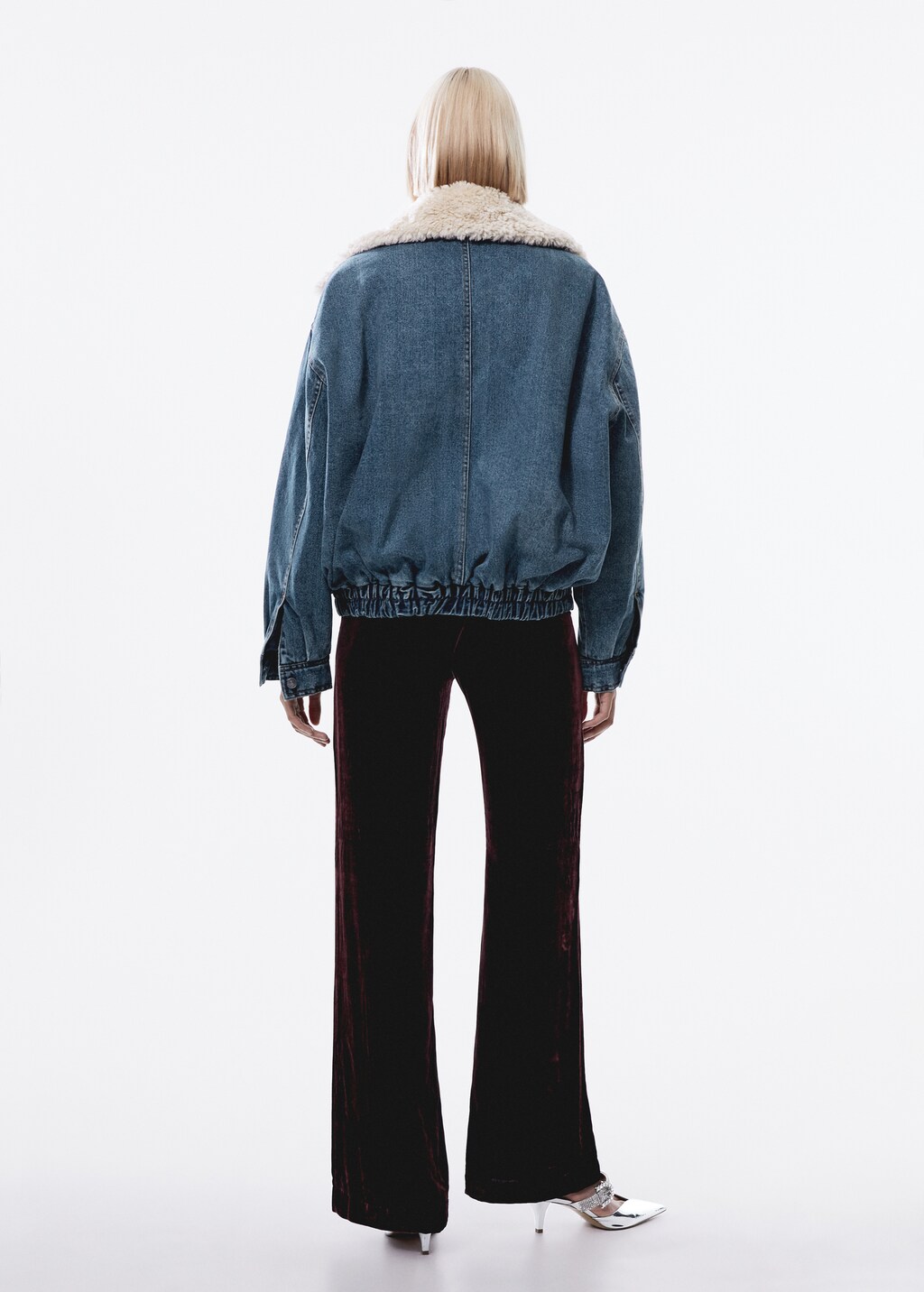 Shearling denim bomber jacket - Reverse of the article