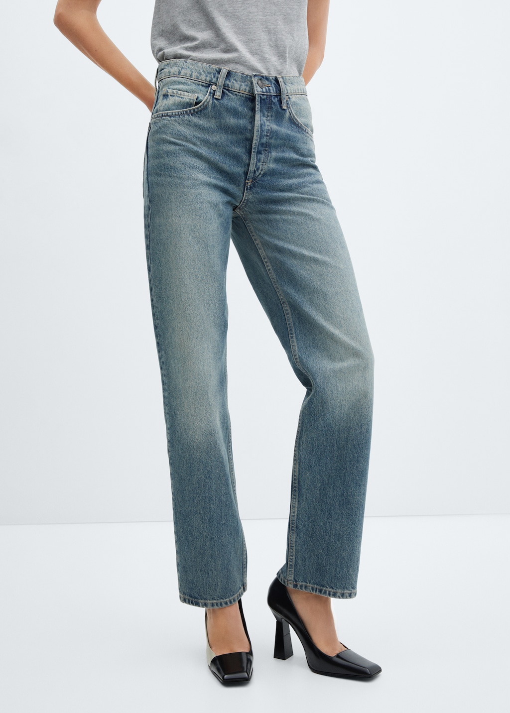 Rechte mid-rise jeans - Middenvlak