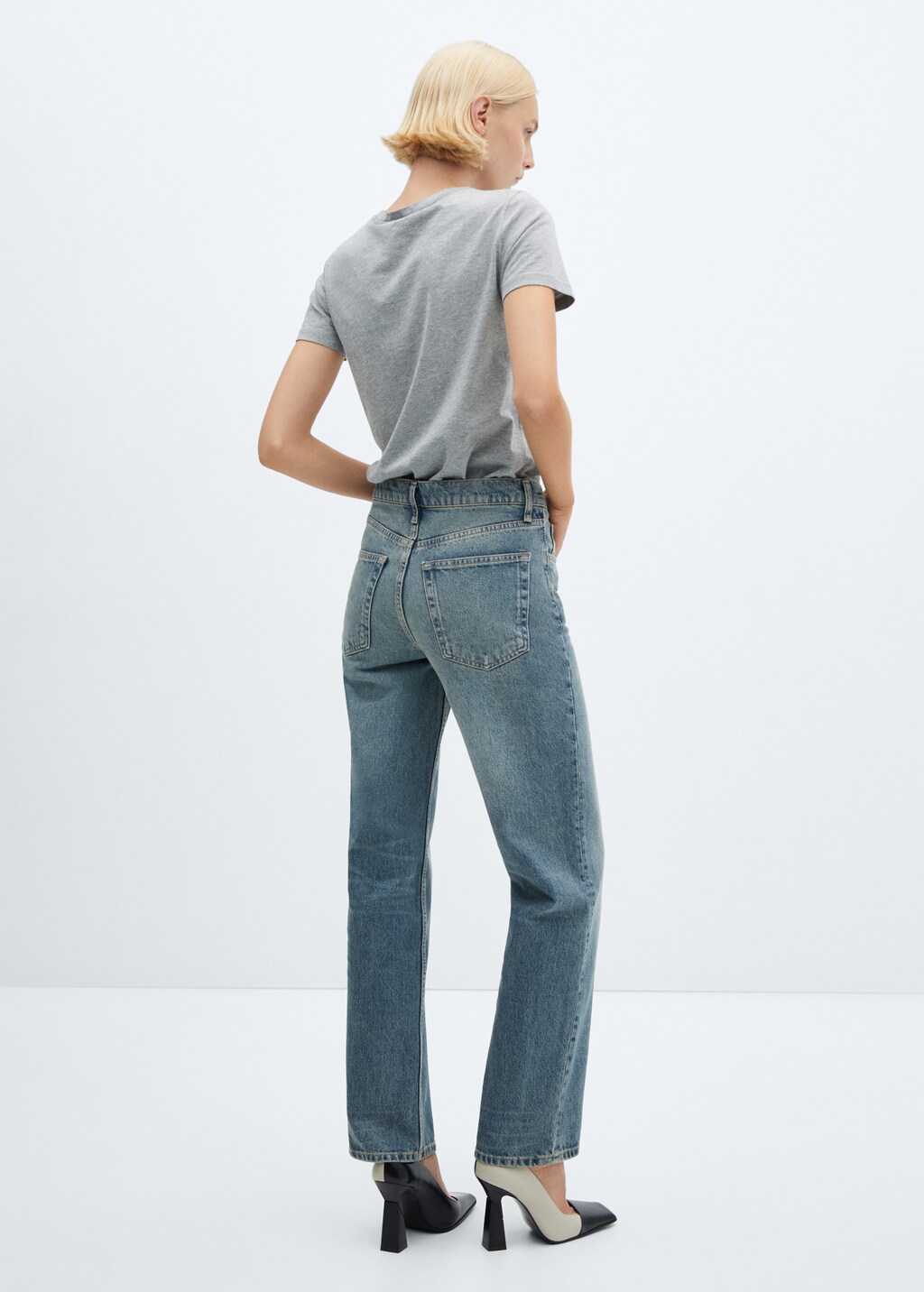 Rechte mid-rise jeans - Achterkant van het artikel