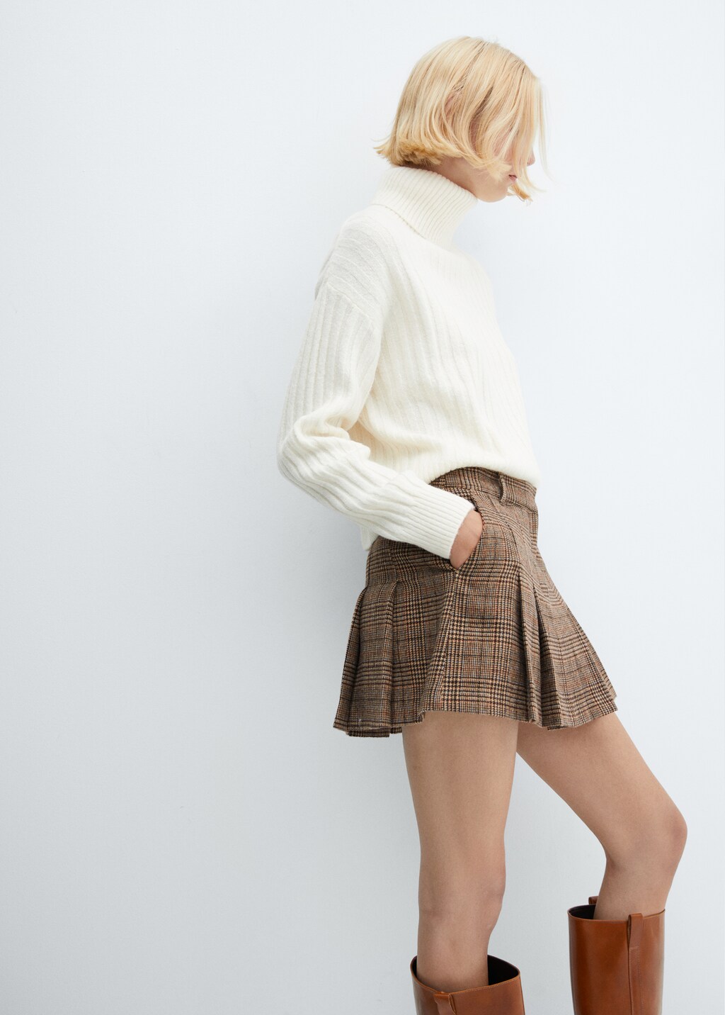 Houndstooth pleated skirt - Details of the article 2