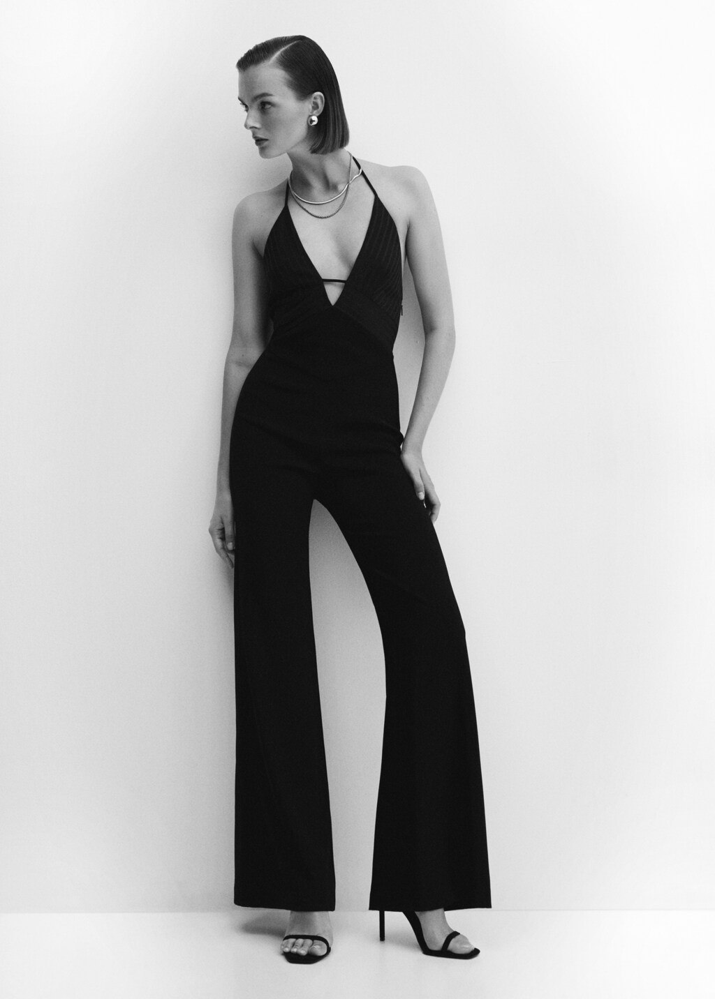 Low cut jumpsuit with satin details Women MANGO OUTLET United Kingdom