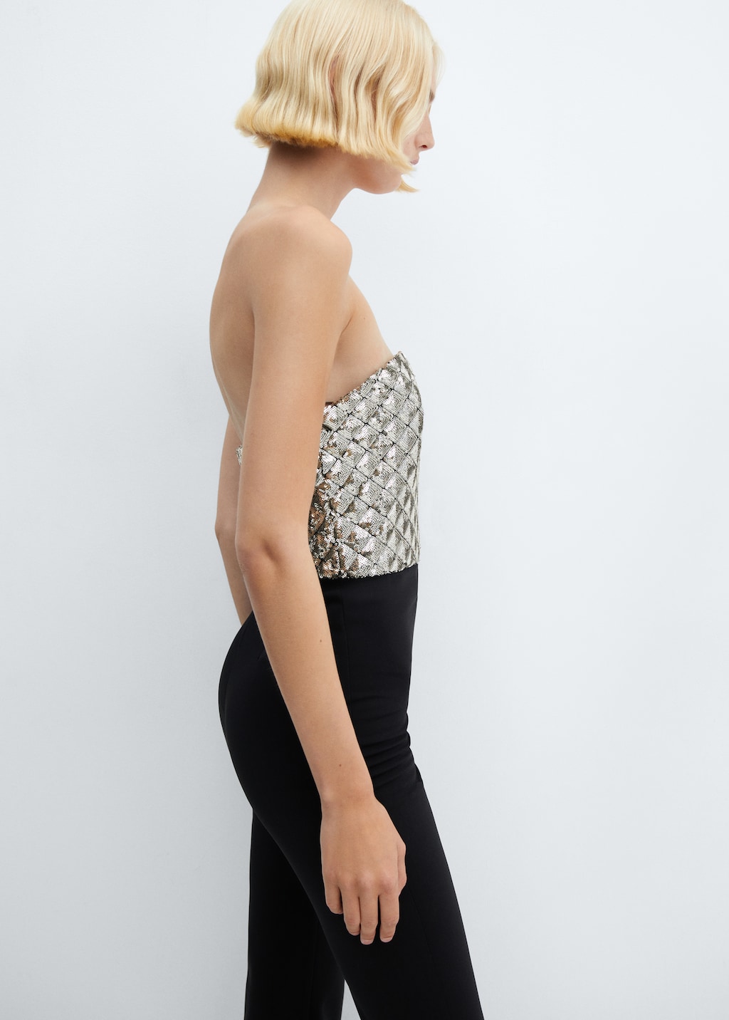 Sequined strapless jumpsuit Women MANGO OUTLET United Kingdom