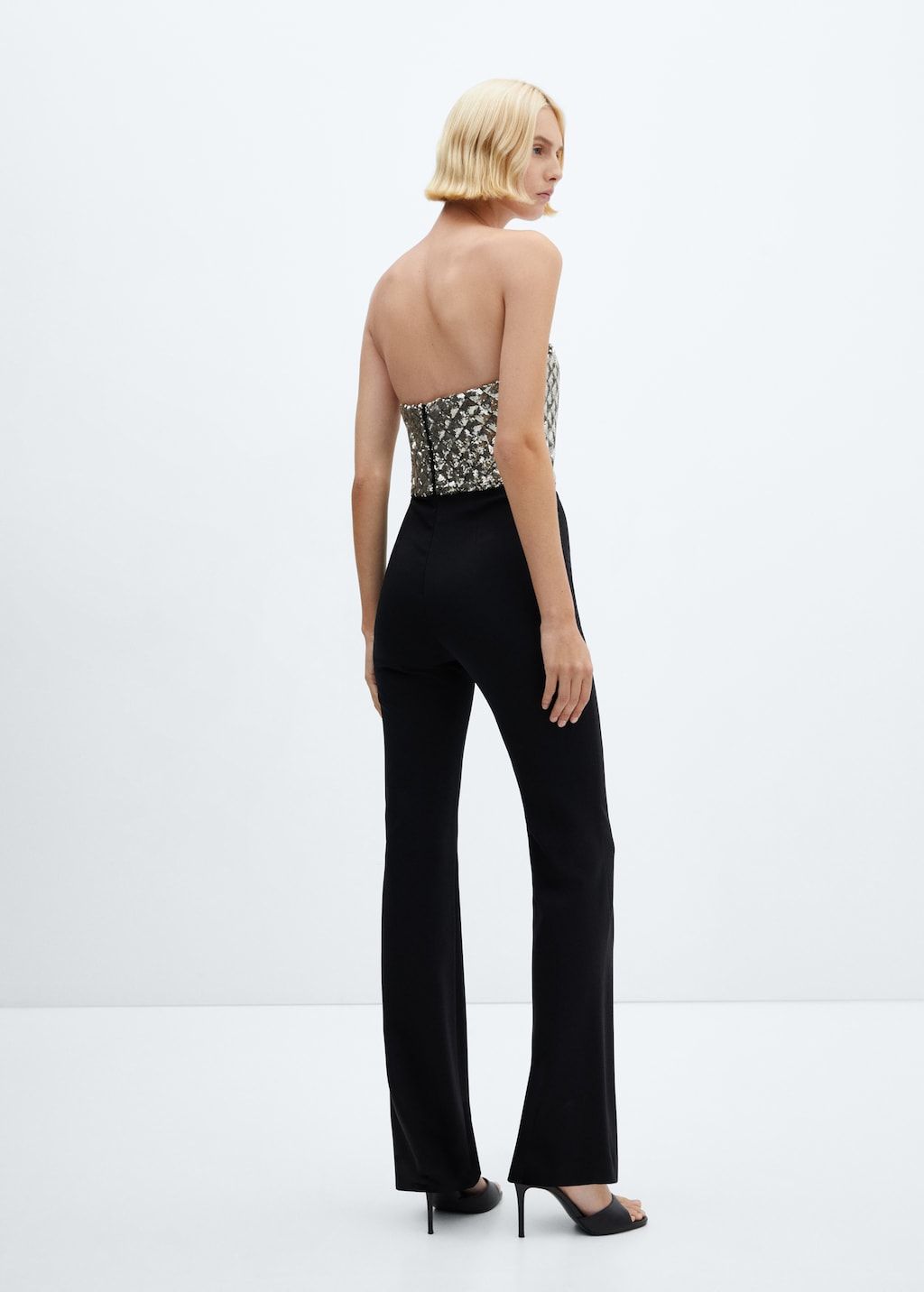 Strapless jumpsuit met pailletten - Achterkant van het artikel