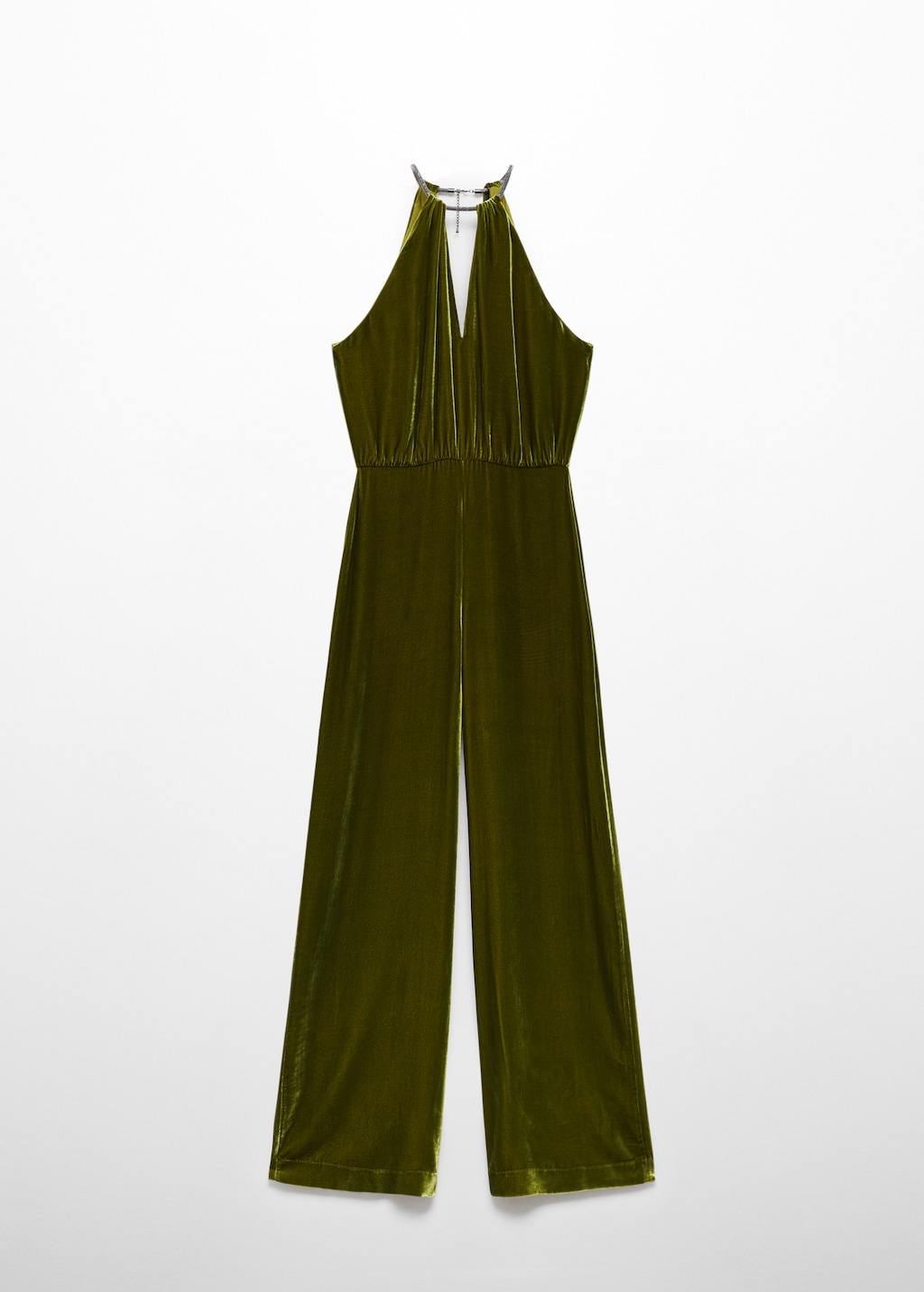 Halter-neck velvet jumpsuit - Article without model