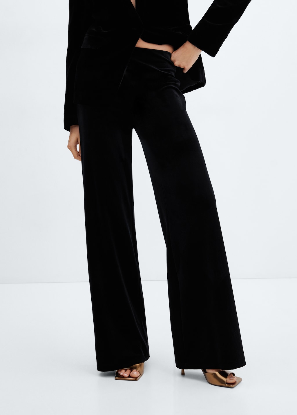 Velvet wideleg trousers - Medium plane