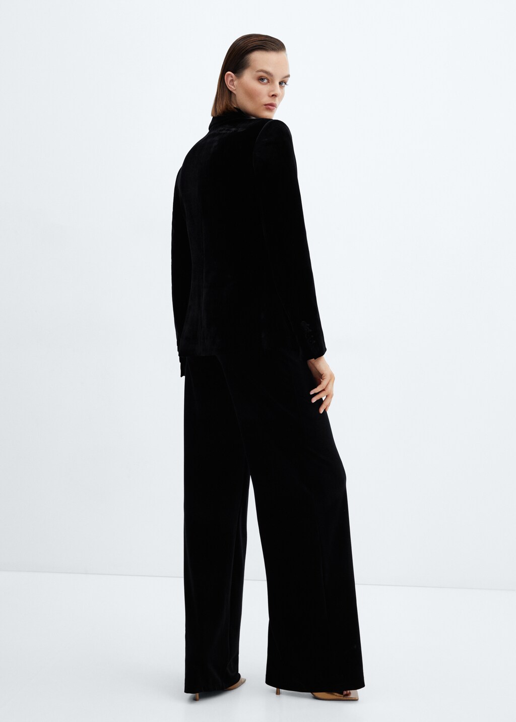 Velvet wideleg trousers - Reverse of the article