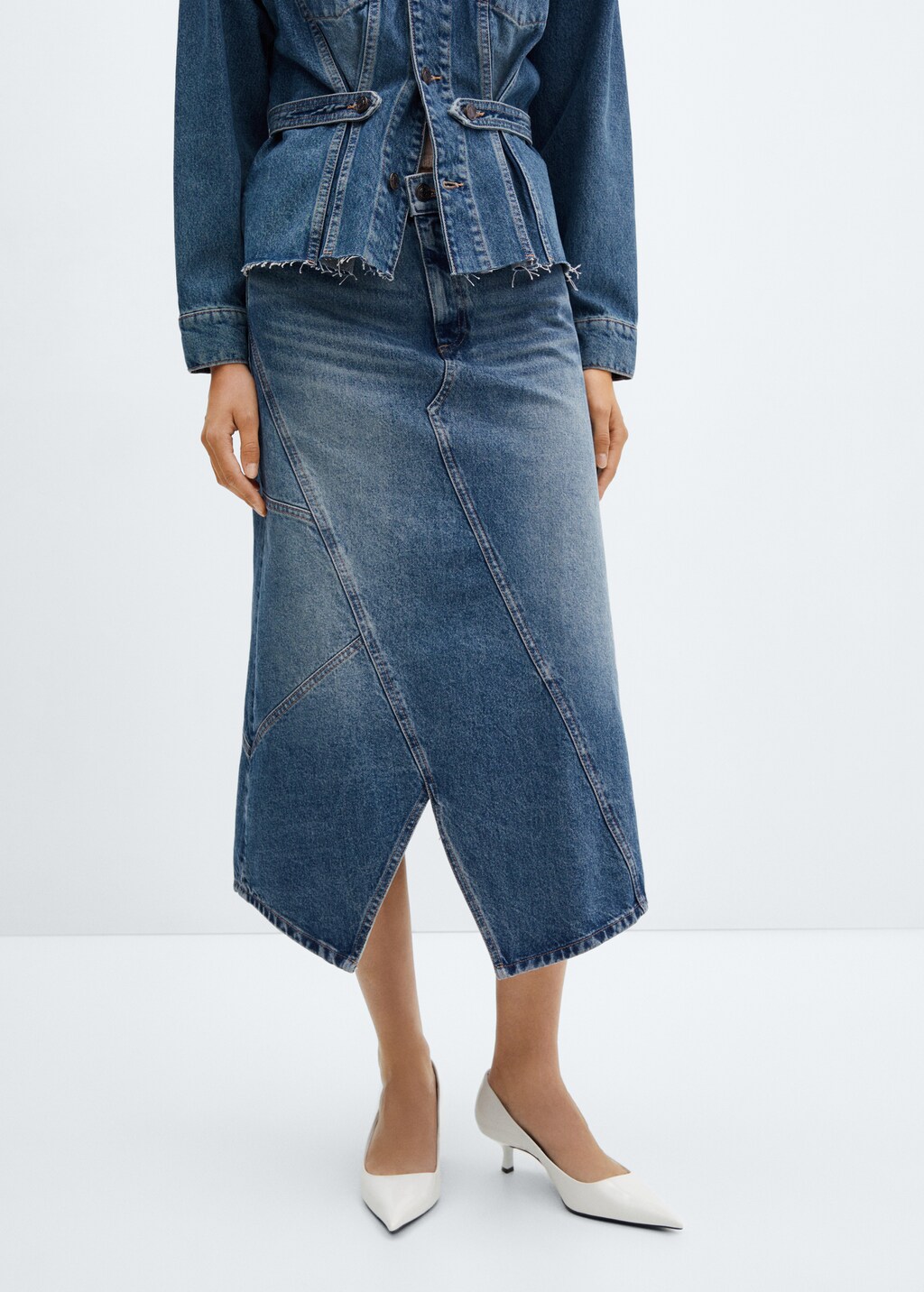 Asymmetrical denim skirt - Medium plane