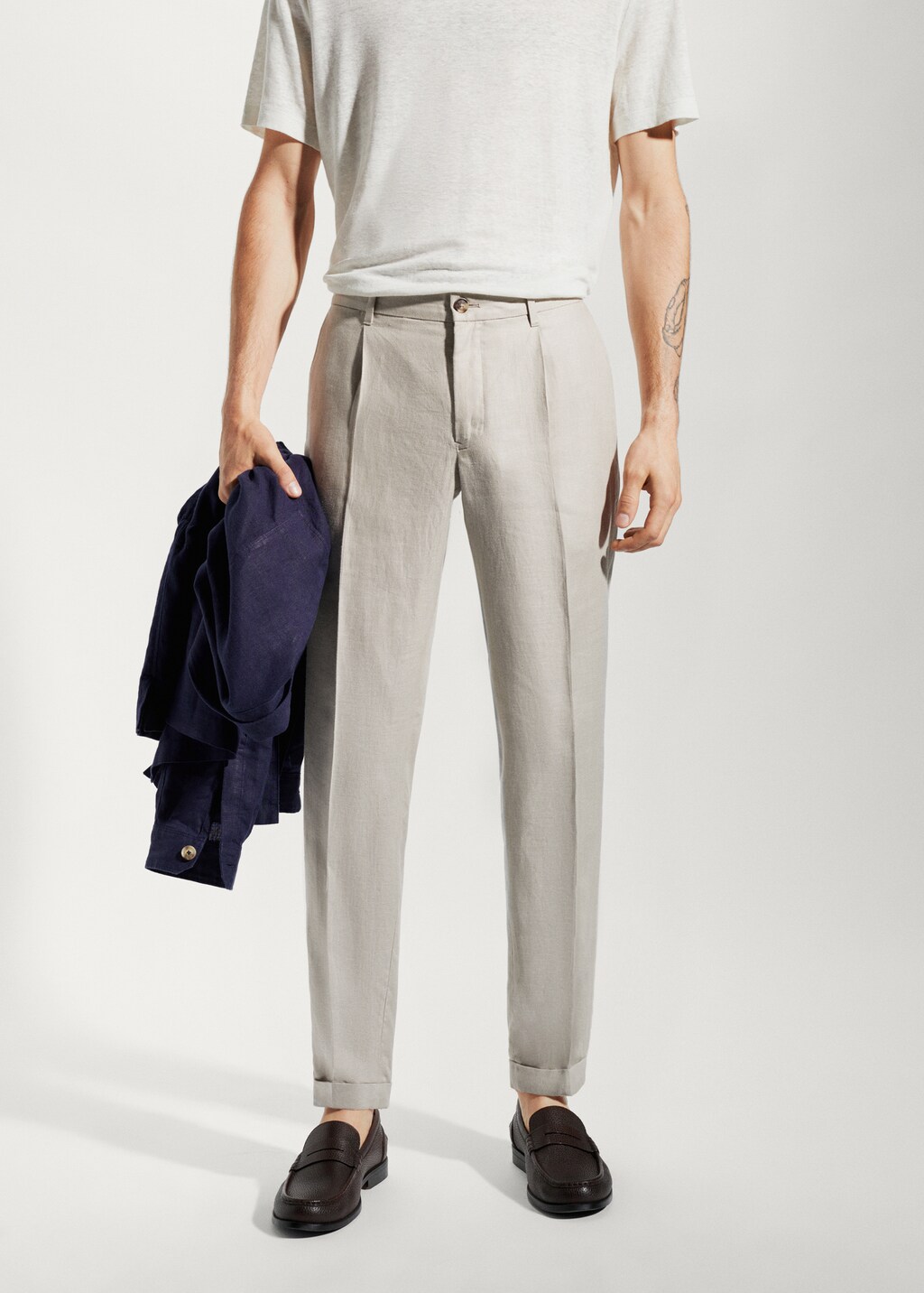 100% linen regular-fit trousers - Medium plane