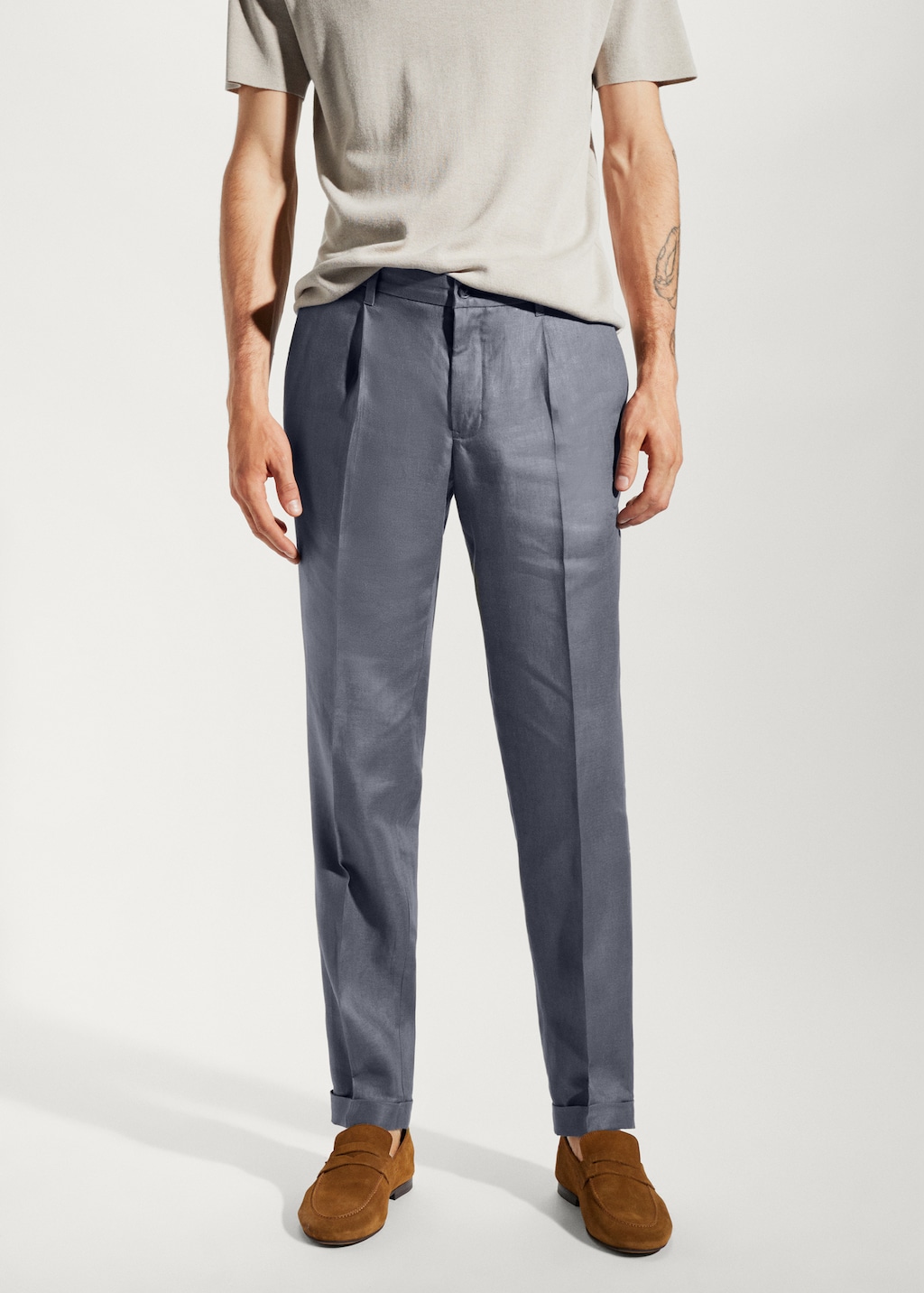 Pantaloni 100% lino regular fit - Piano medio