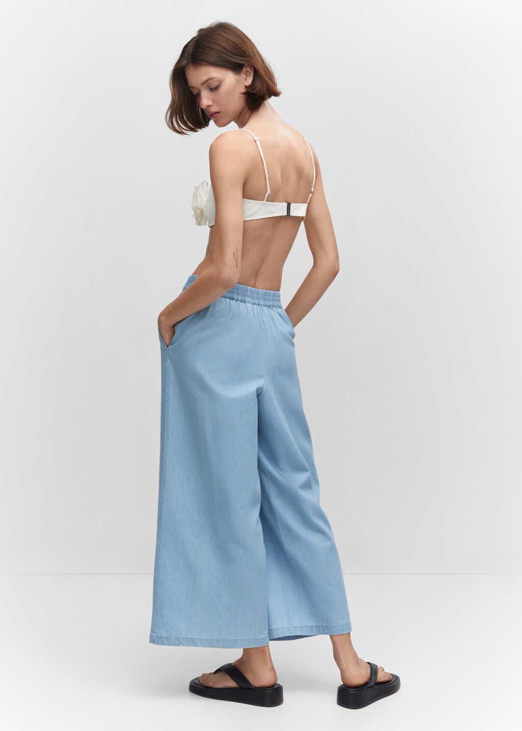 100% cotton culotte trousers  - Reverse of the article