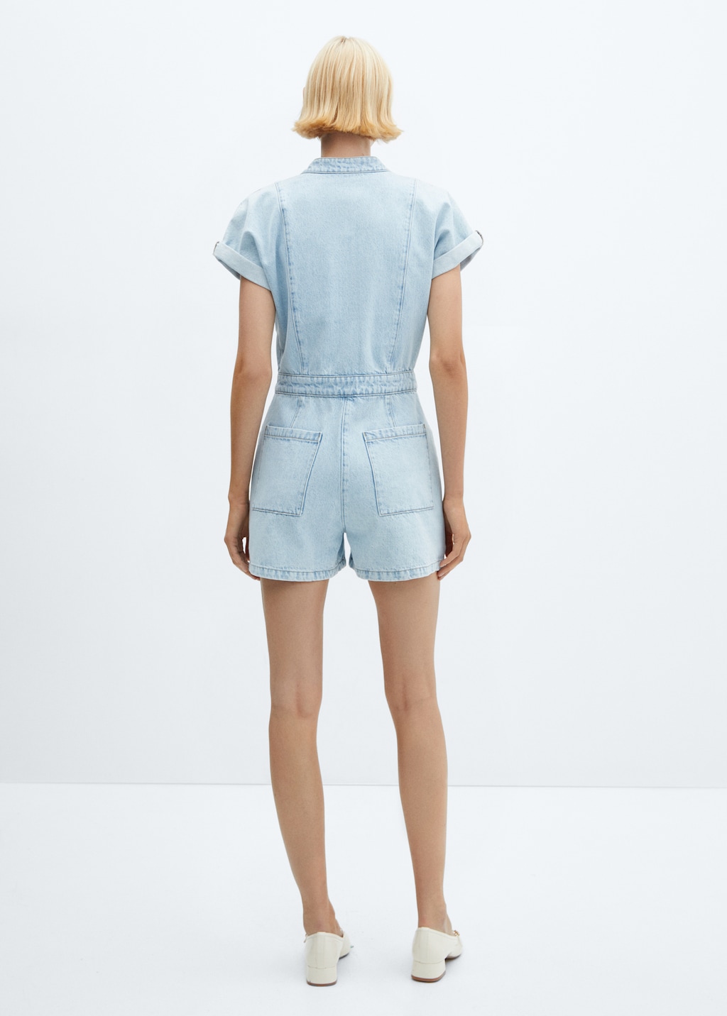 Denim jumpsuit with pockets - Reverse of the article