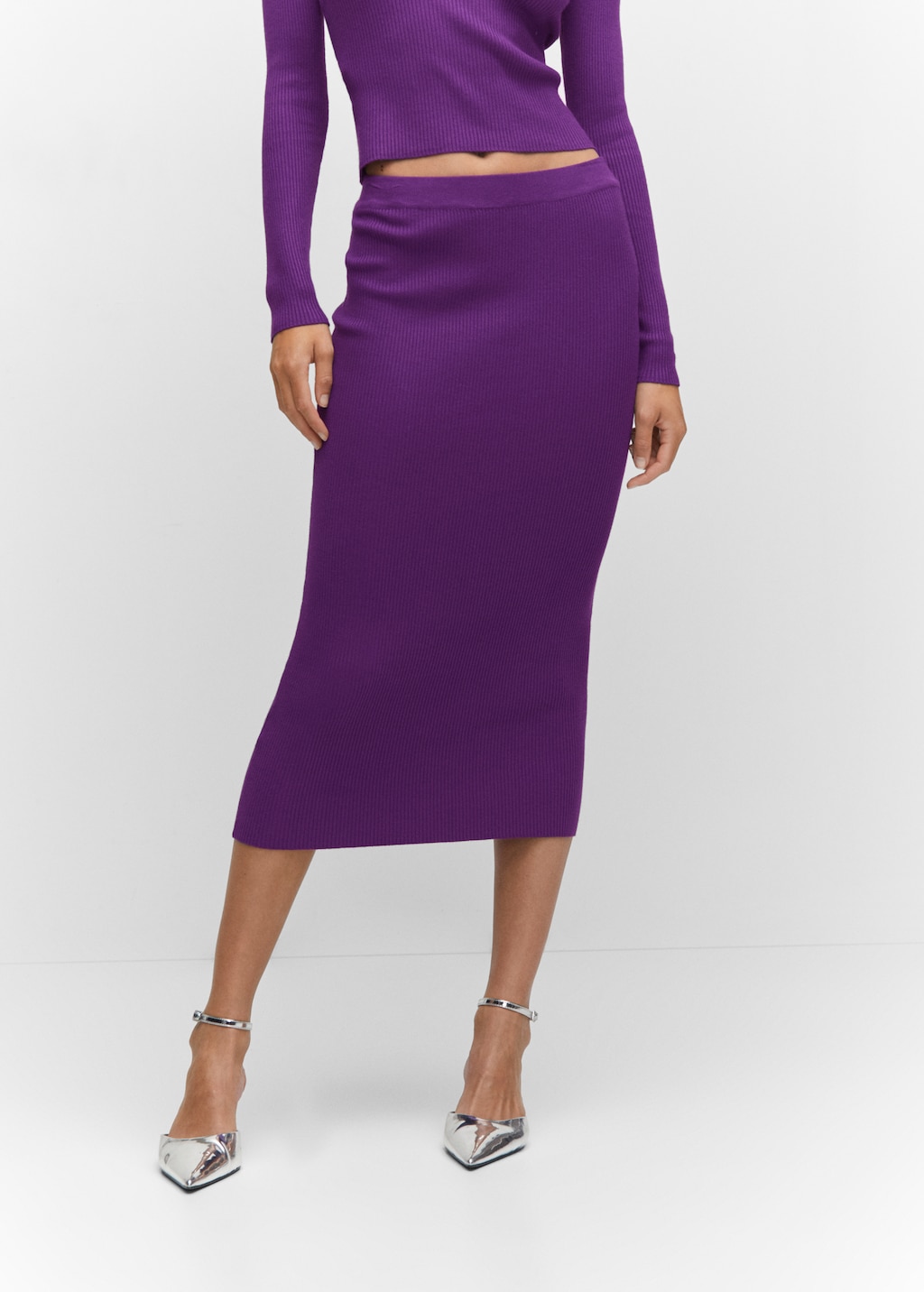 Ribbed midi skirt - Medium plane