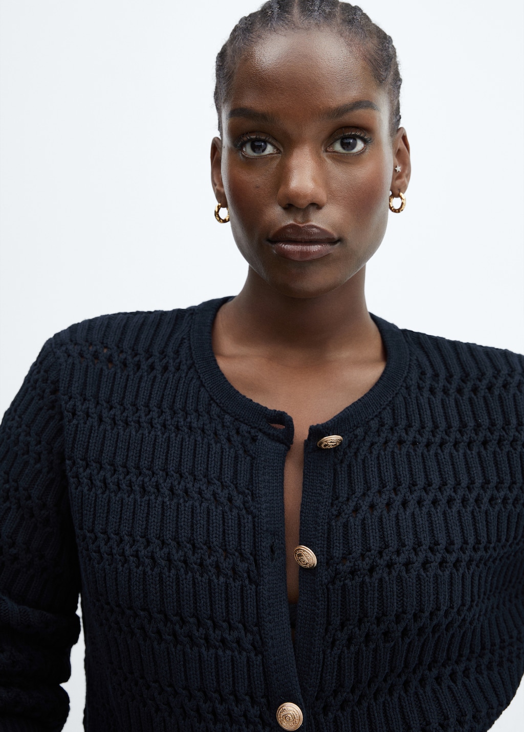 Knitted cardigan with jewel button  - Details of the article 4