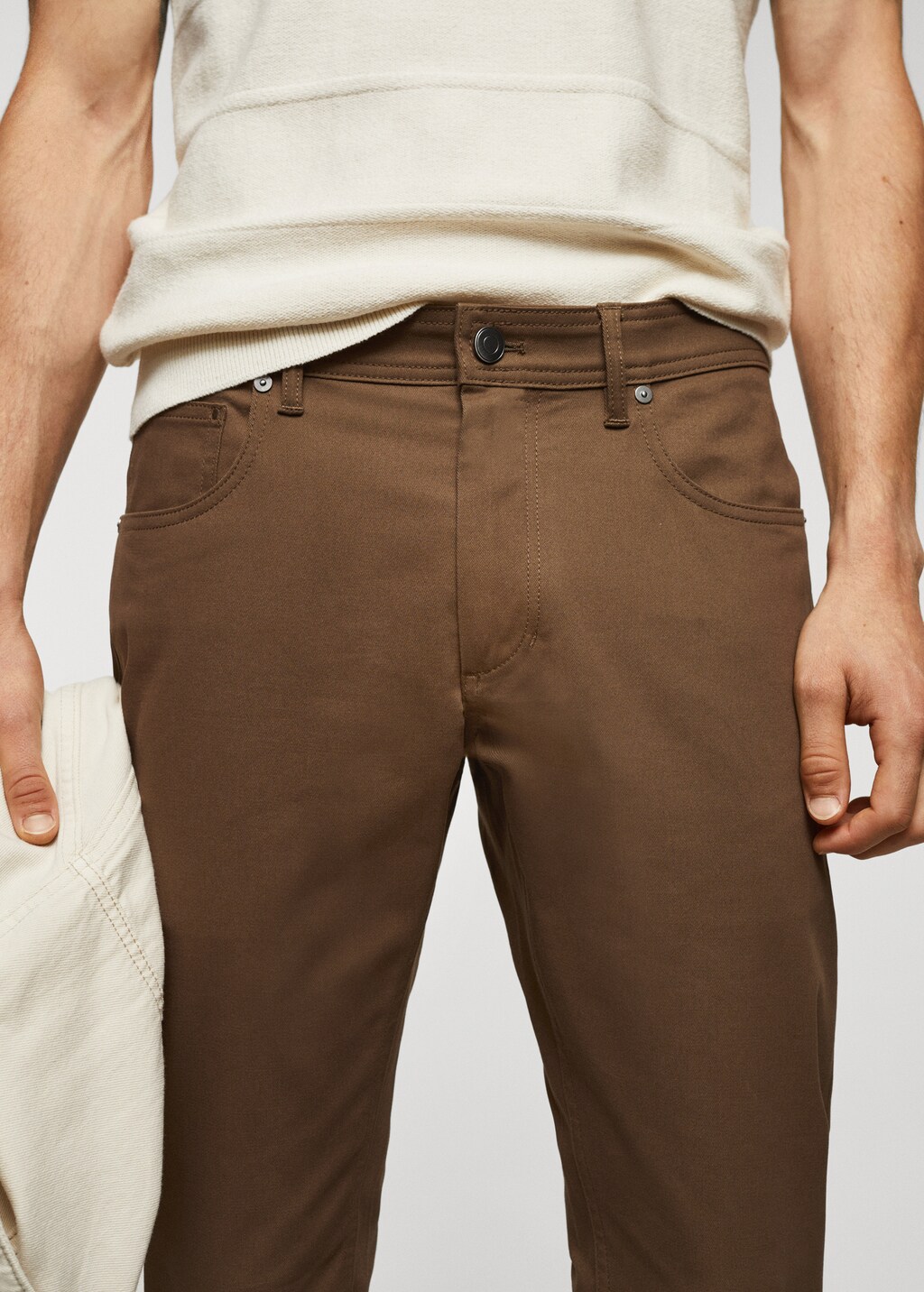 Slim fit serge cotton trousers - Details of the article 1