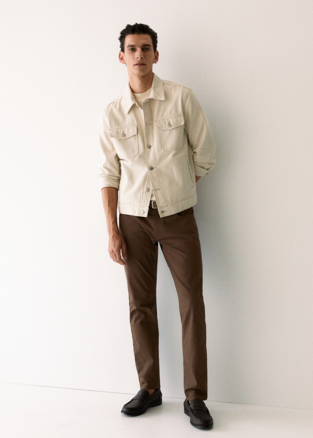 Slim fit serge cotton trousers - Details of the article 5