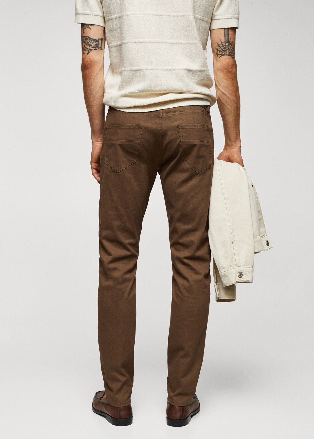 Slim fit serge cotton trousers - Reverse of the article