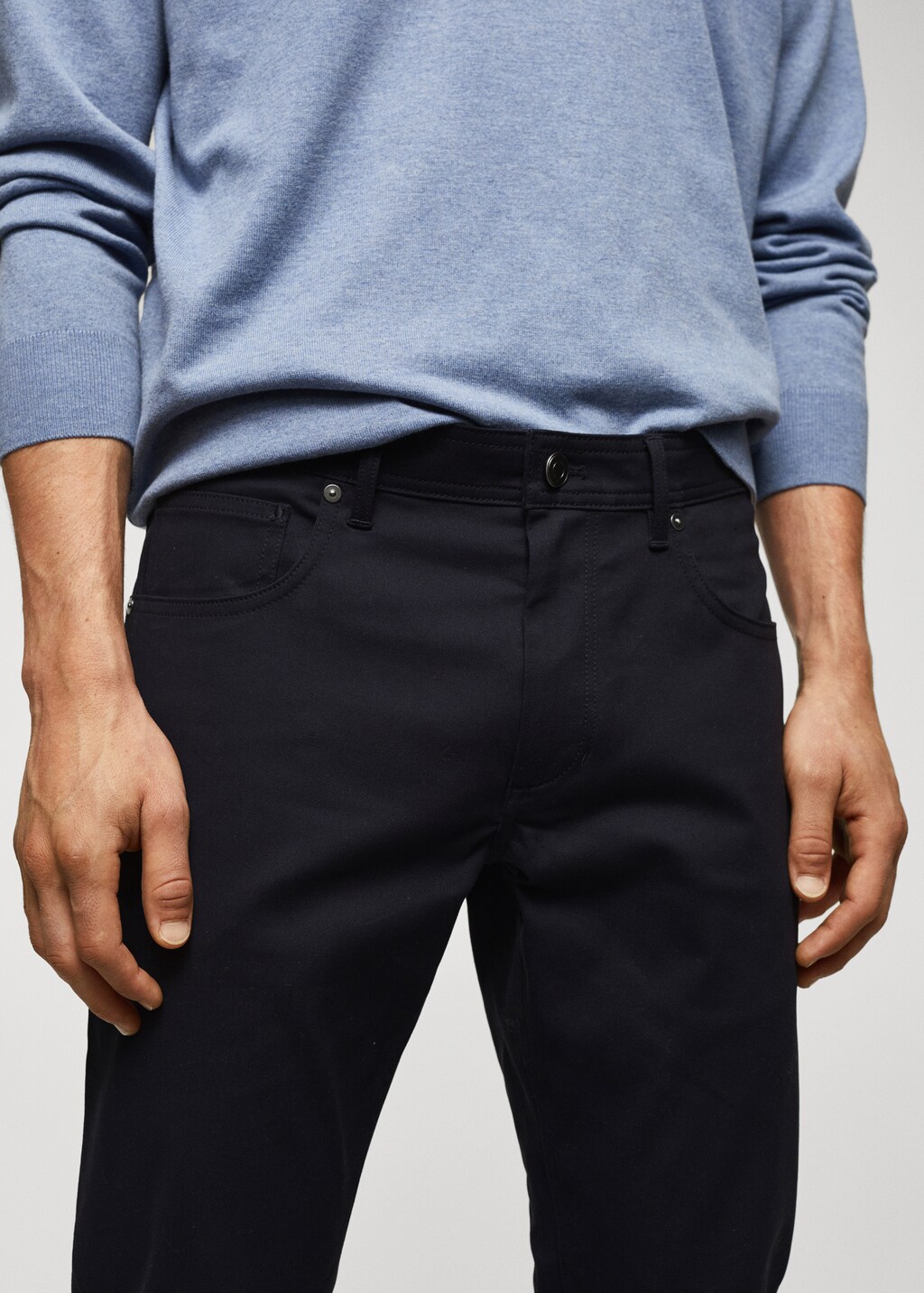 Slim fit serge cotton trousers - Details of the article 1