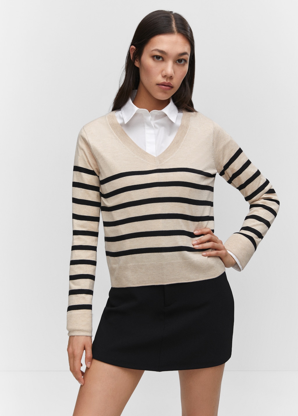 Fine-knit striped sweater - Medium plane