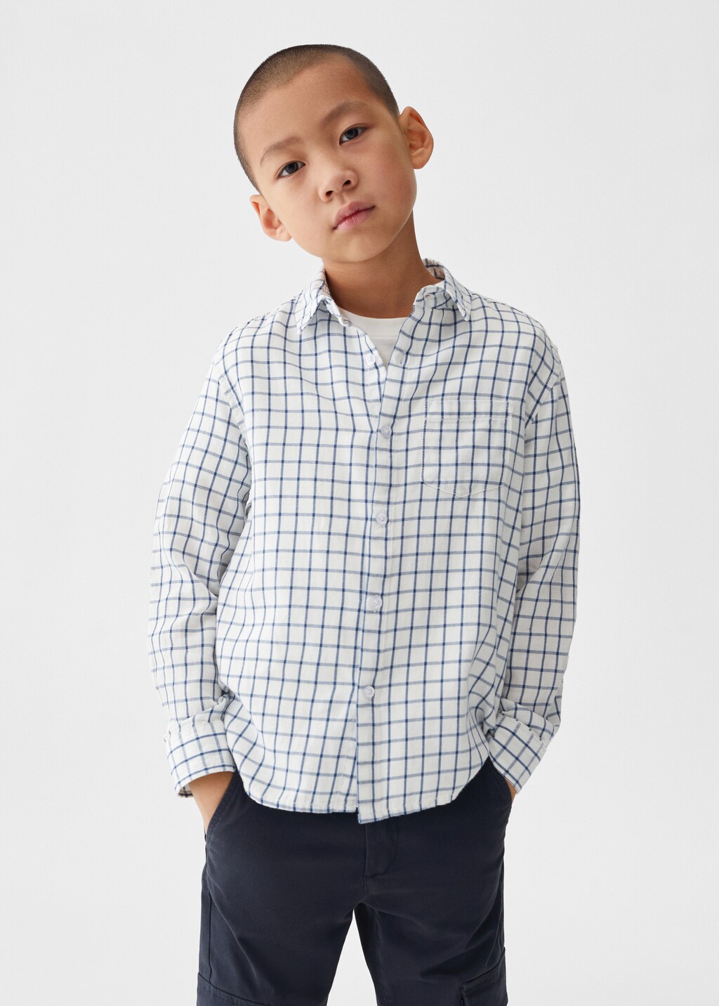 Chemise slim fit à carreaux en coton - Plan moyen