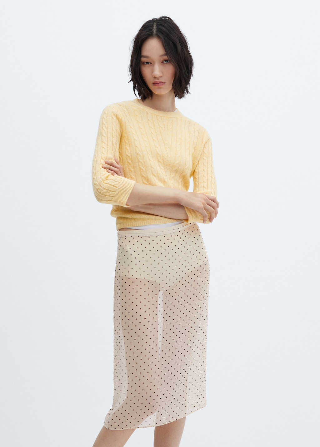 Semi-transparent polka-dot skirt - Details of the article 1