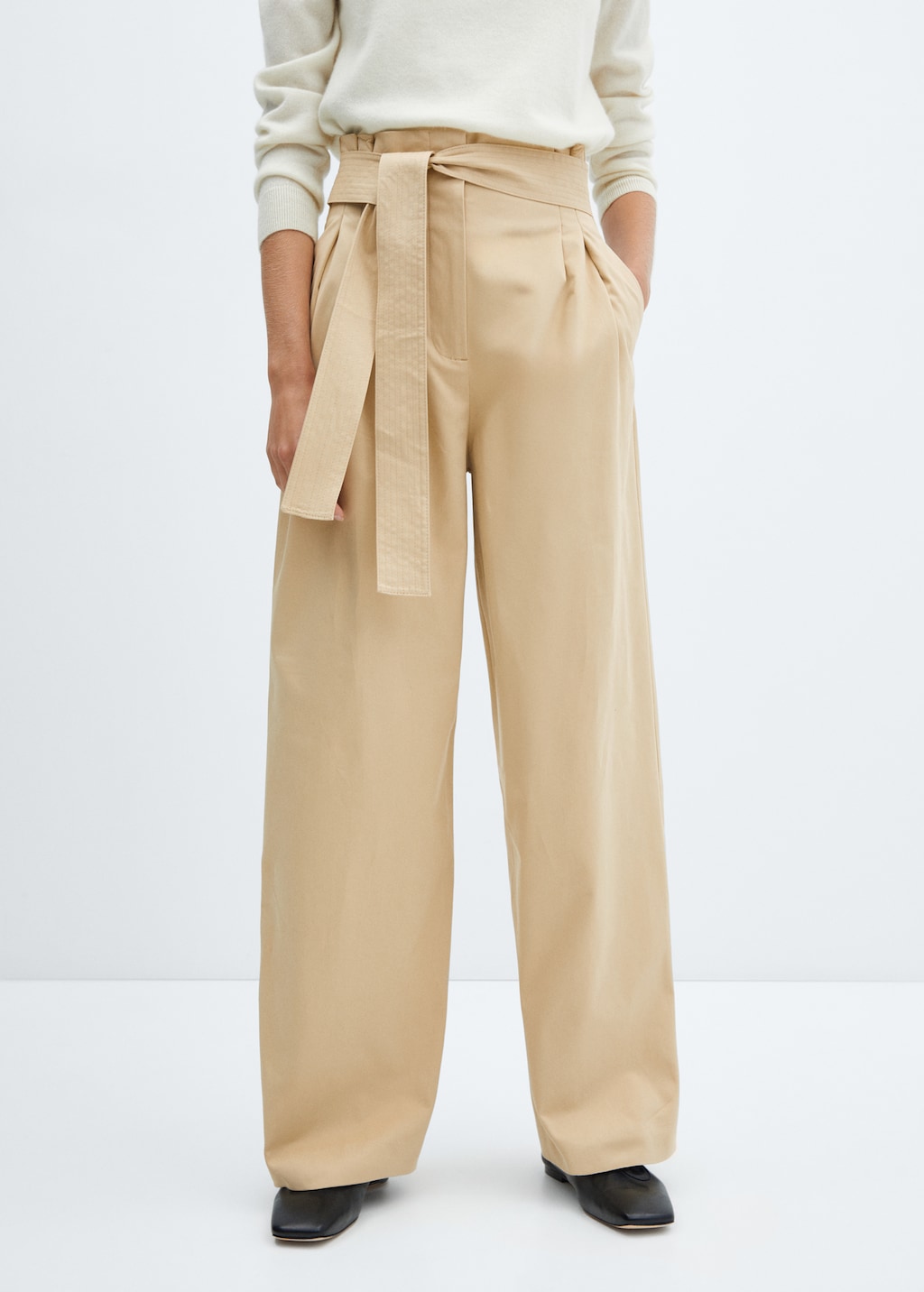 Paperbag trousers with belt - Medium plane