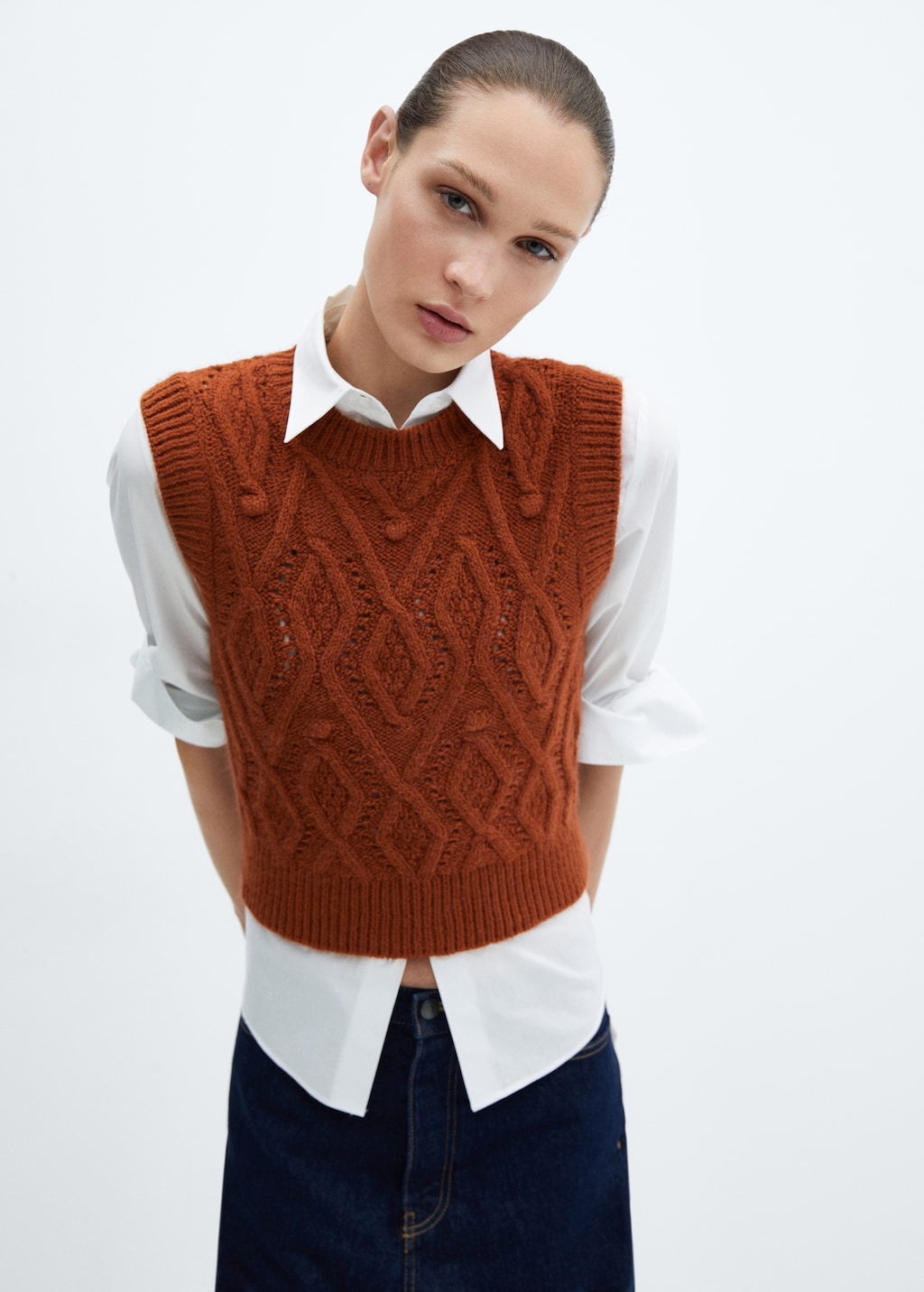 Chunky-knit gilet - Medium plane