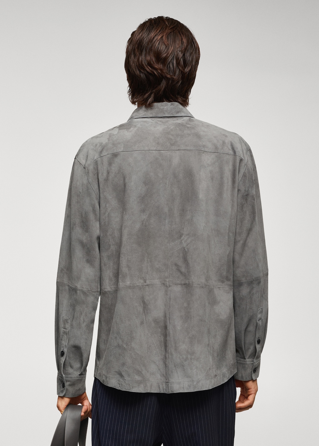 Suede leather overshirt with pocket - Reverse of the article