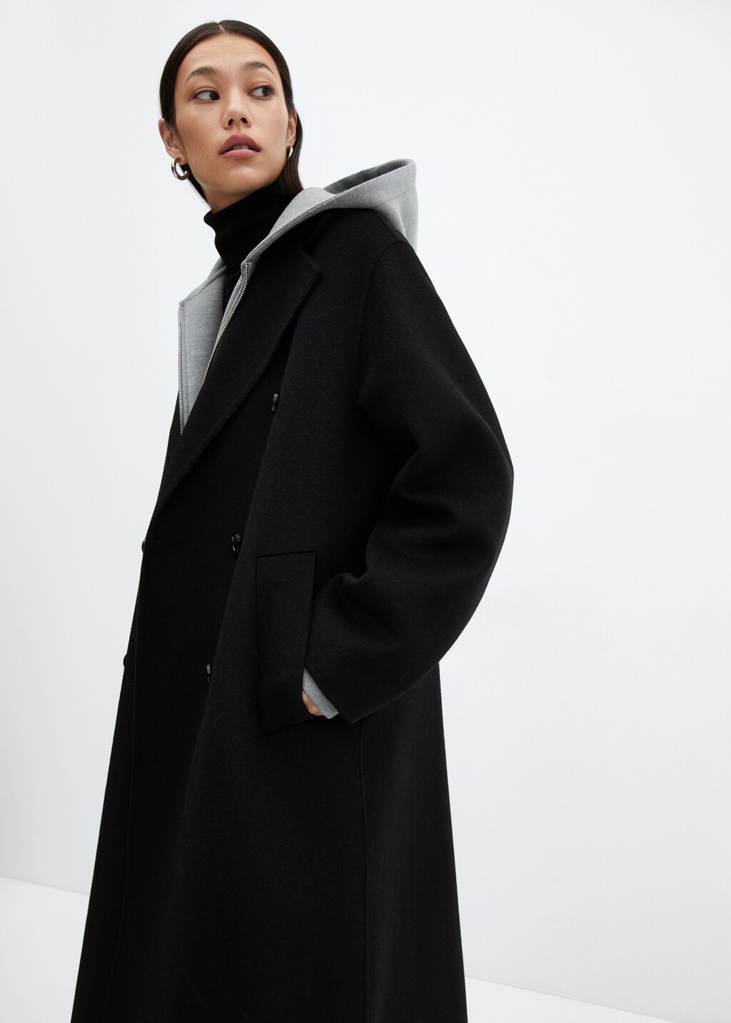 Oversized black wool coat hotsell