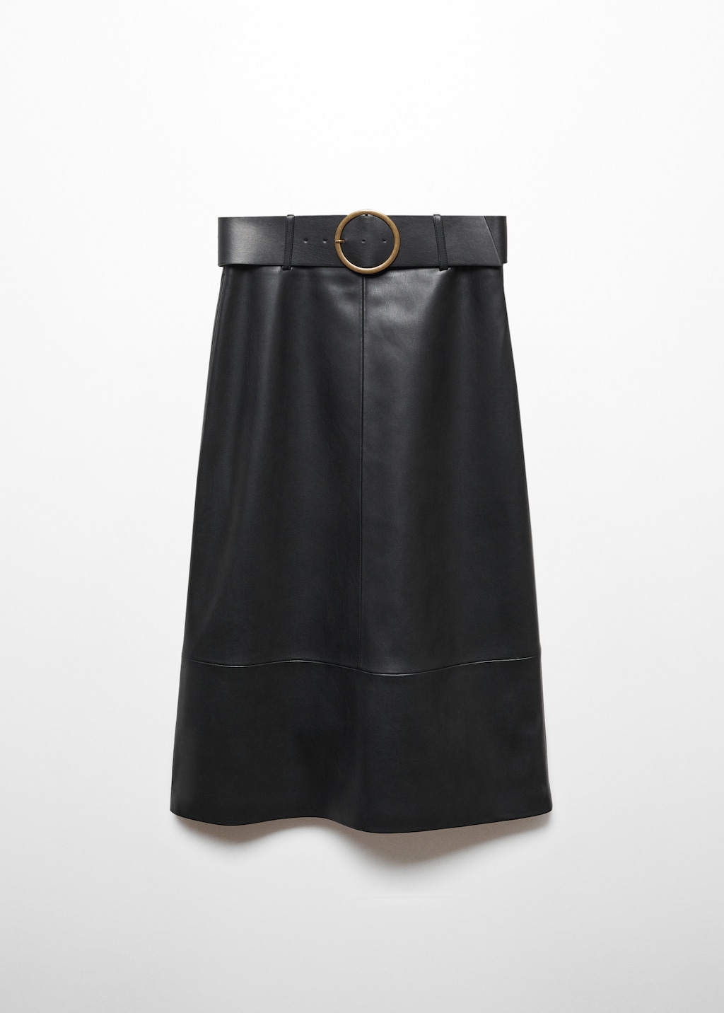 Leather-effect midi-skirt with belt - Article without model