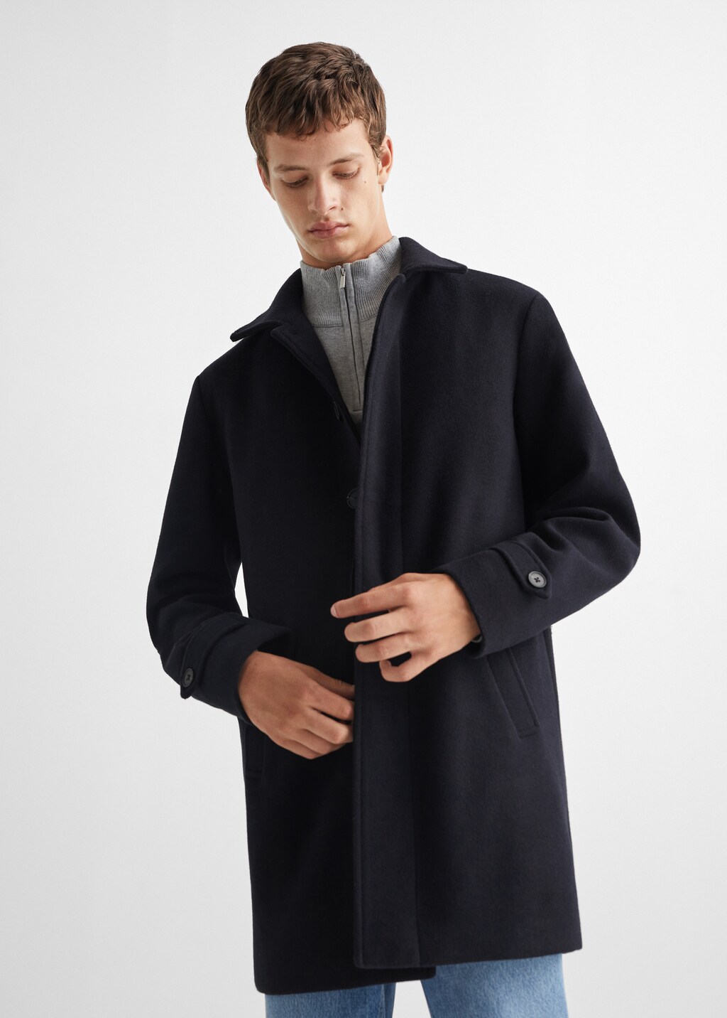 Coat with classic collar  - Medium plane