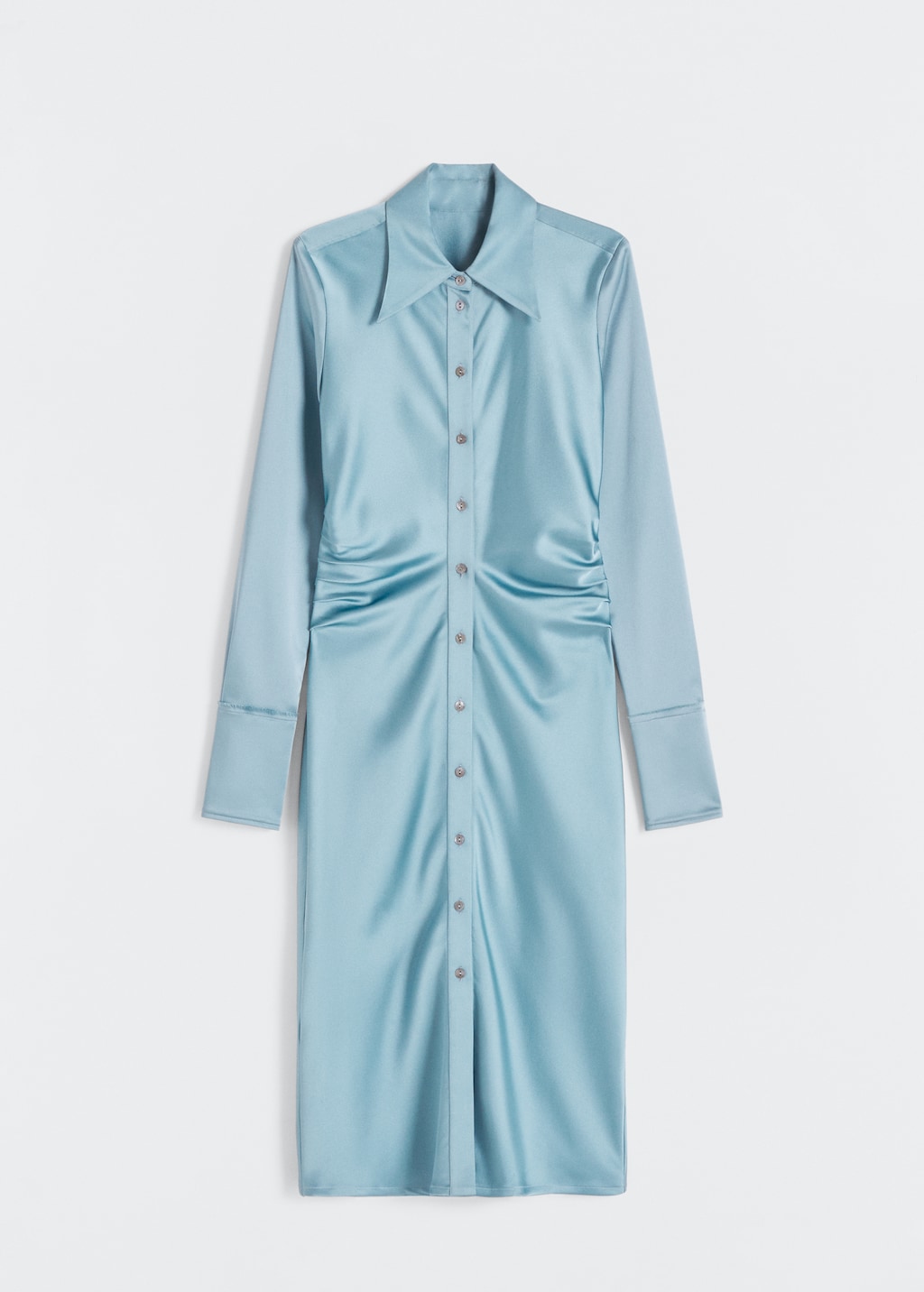 Fitted satin shirt dress - Article without model