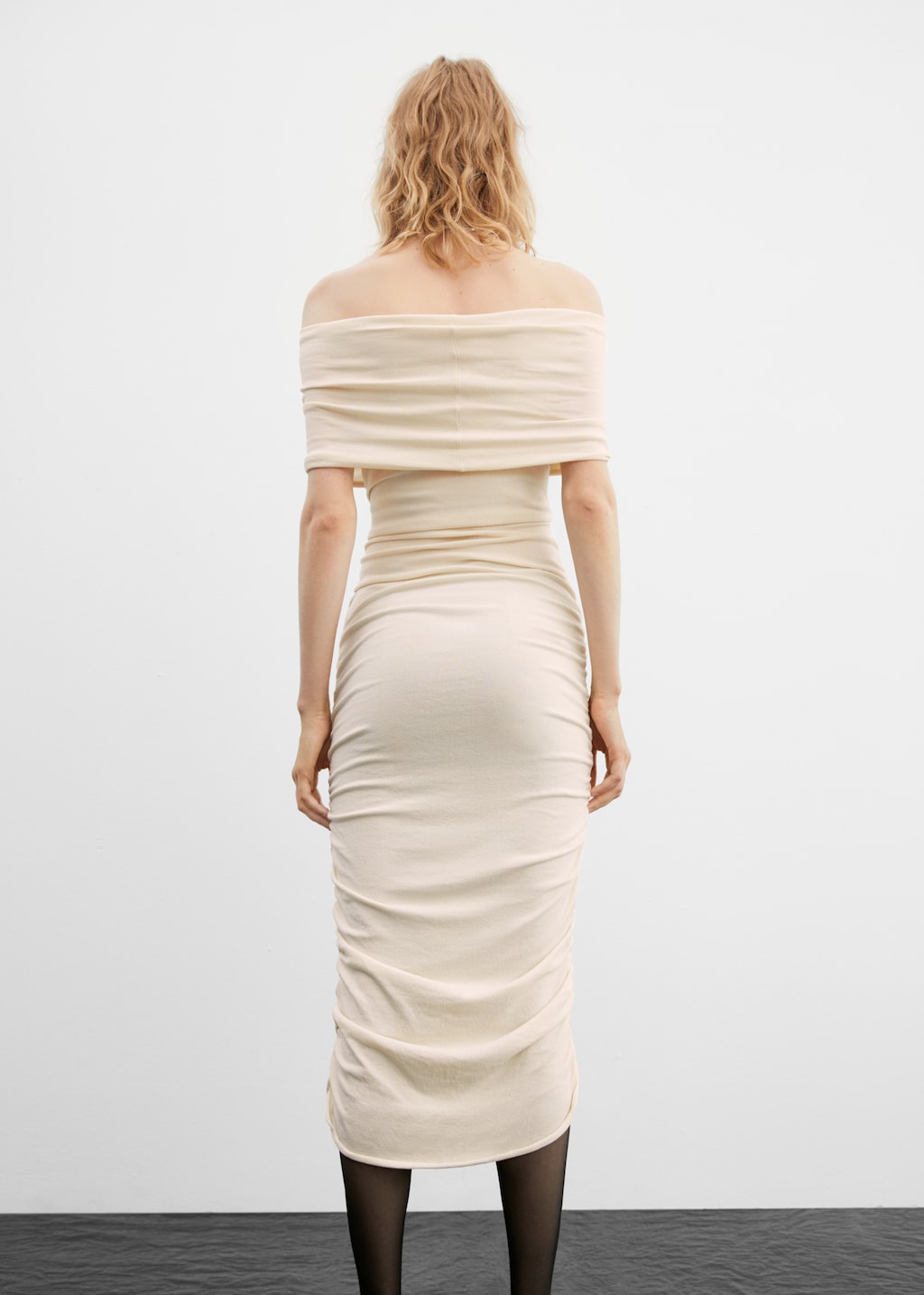 Off-the-shoulder draped dress - Reverse of the article