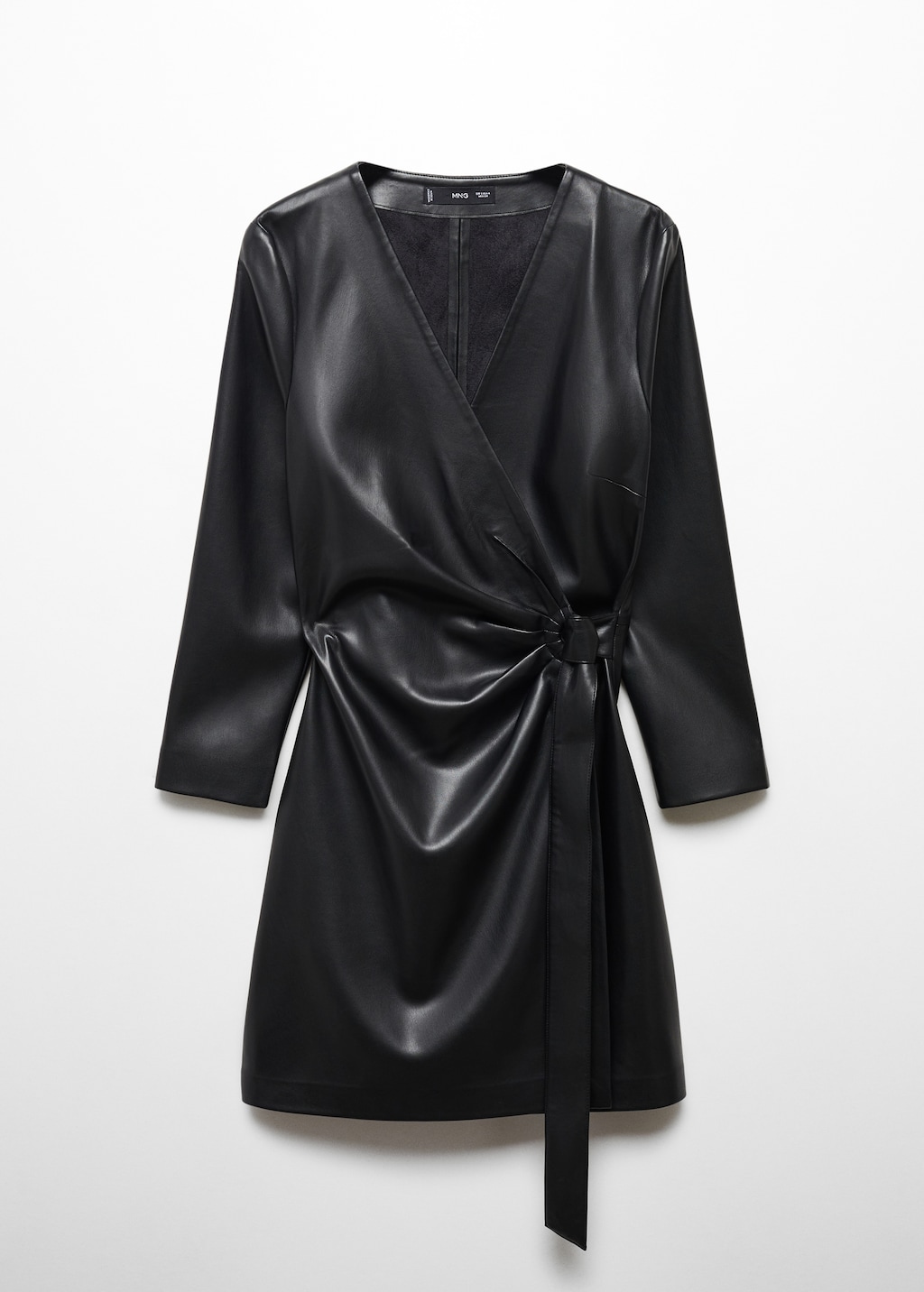 Leather-effect wrap dress - Article without model