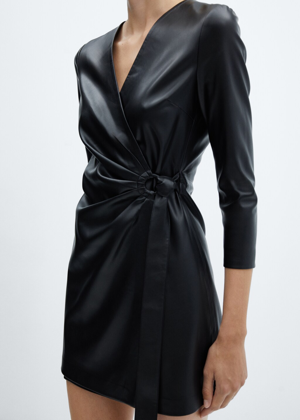 Leather-effect wrap dress - Details of the article 6