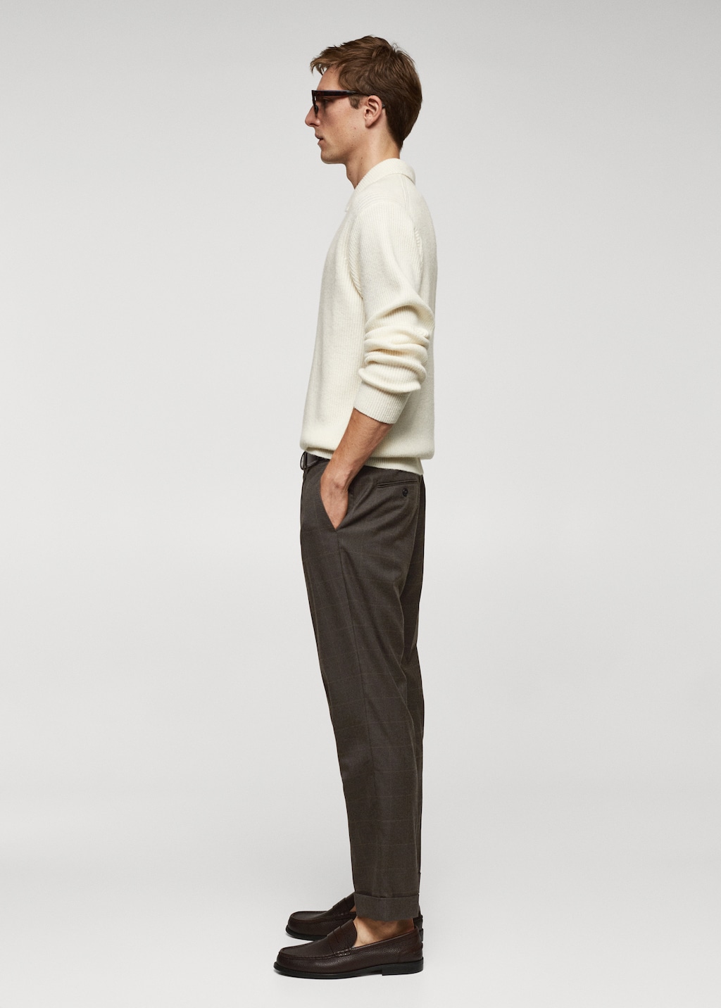 Slim-fit check-print trousers - Details of the article 2