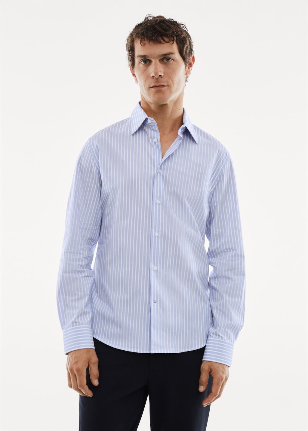 Stretch fabric slim-fit striped shirt - Medium plane