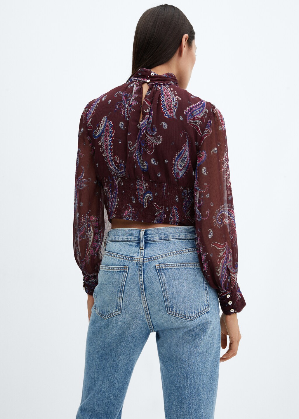 Blusa paisley manga abullonada - Reverso del artículo