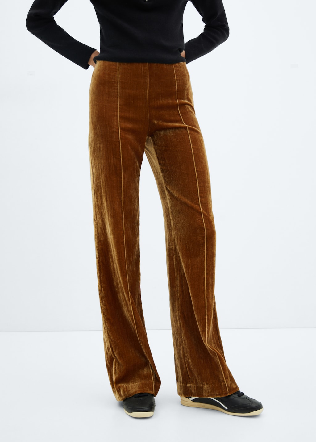 Velvet trousers with seam detail - Medium plane