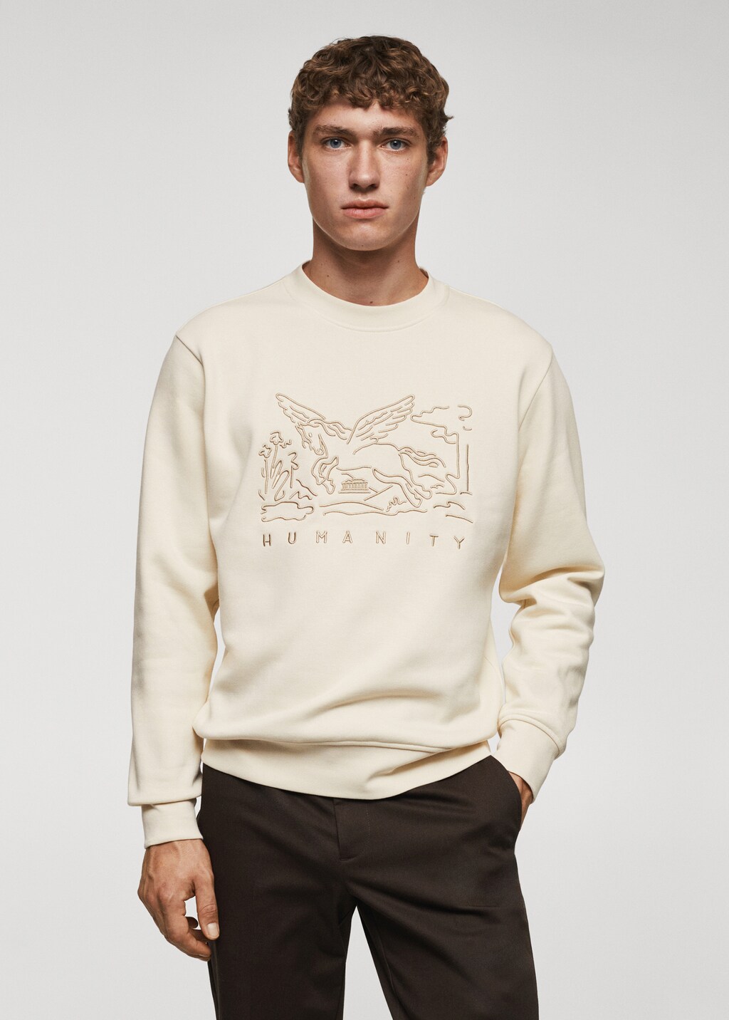 Embroidered detail cotton sweatshirt - Medium plane