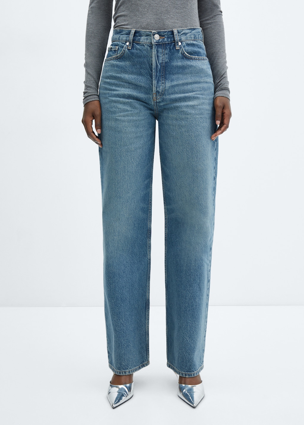 Rechte mid-rise jeans - Middenvlak