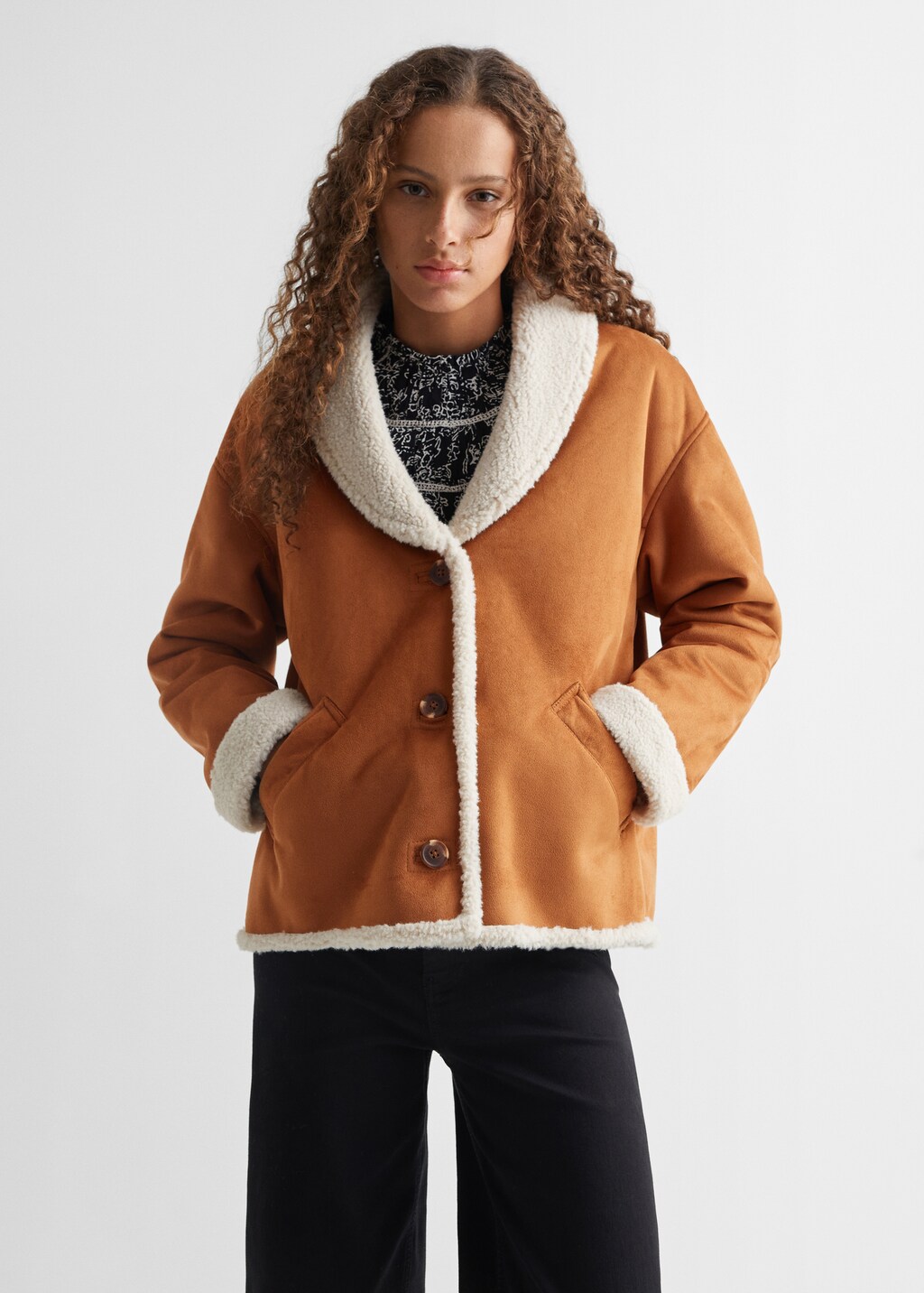 Jacket with shearling-effect lining - Medium plane