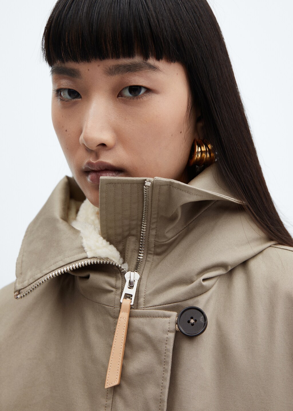 Midi-parka with shearling collar - Details of the article 1